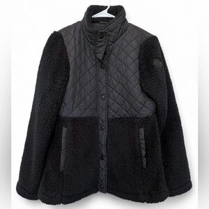 Women's Steve Madden Madden‎ Girl Black Quilted Sherpa Snap Jacket Size Medium